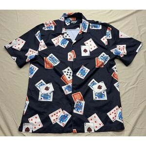 Fresh Prints Of Bel Air‎ Poker Cards Button Up Short Sleeve Shirt Men's Medium